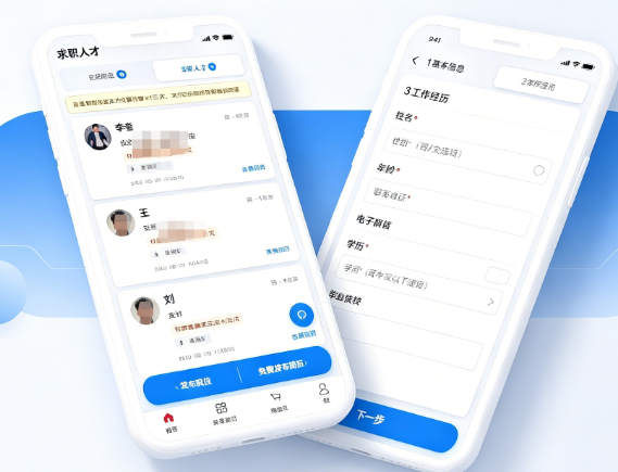 在线简历：分步填写、求职人才列表与免费发简历