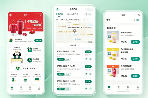 奶茶饮品店：门店点单、外卖配送与会员充值