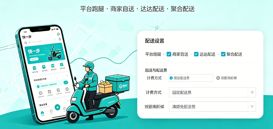 聚合配送：外卖自提、门店选择与第三方运力发单