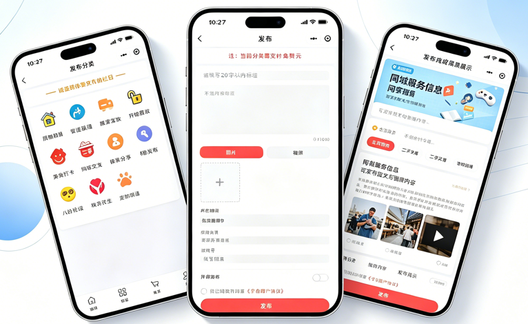 信息发布：选分类、填表单与发布完成效果