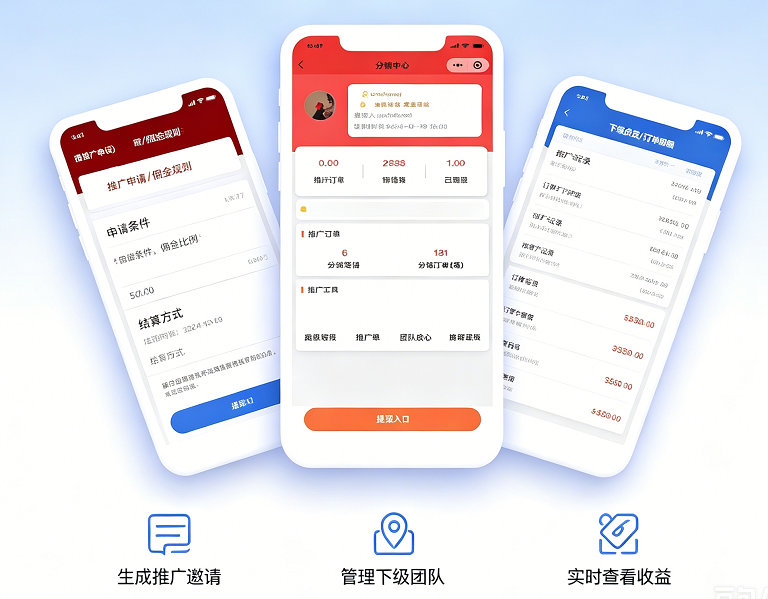 分销中心与渠道商：推广分佣、团队管理与提现